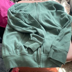 Zip up sage green hoodie, no string